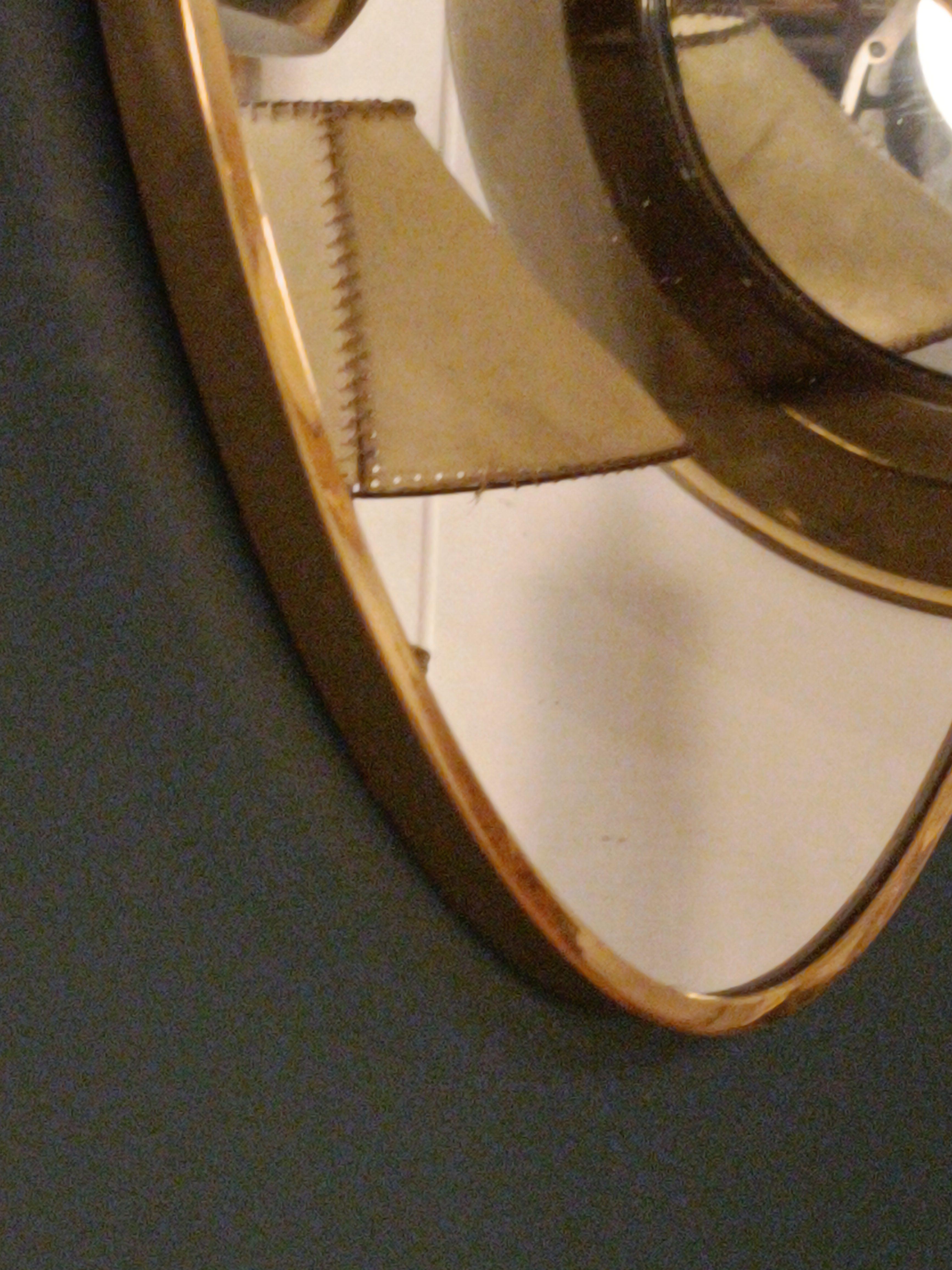 Mid-20th Century Oval Wall Brass Mirror, Italy 1960s For Sale
