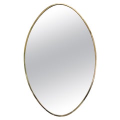 Oval Wall Brass Mirror, Italy 1960s
