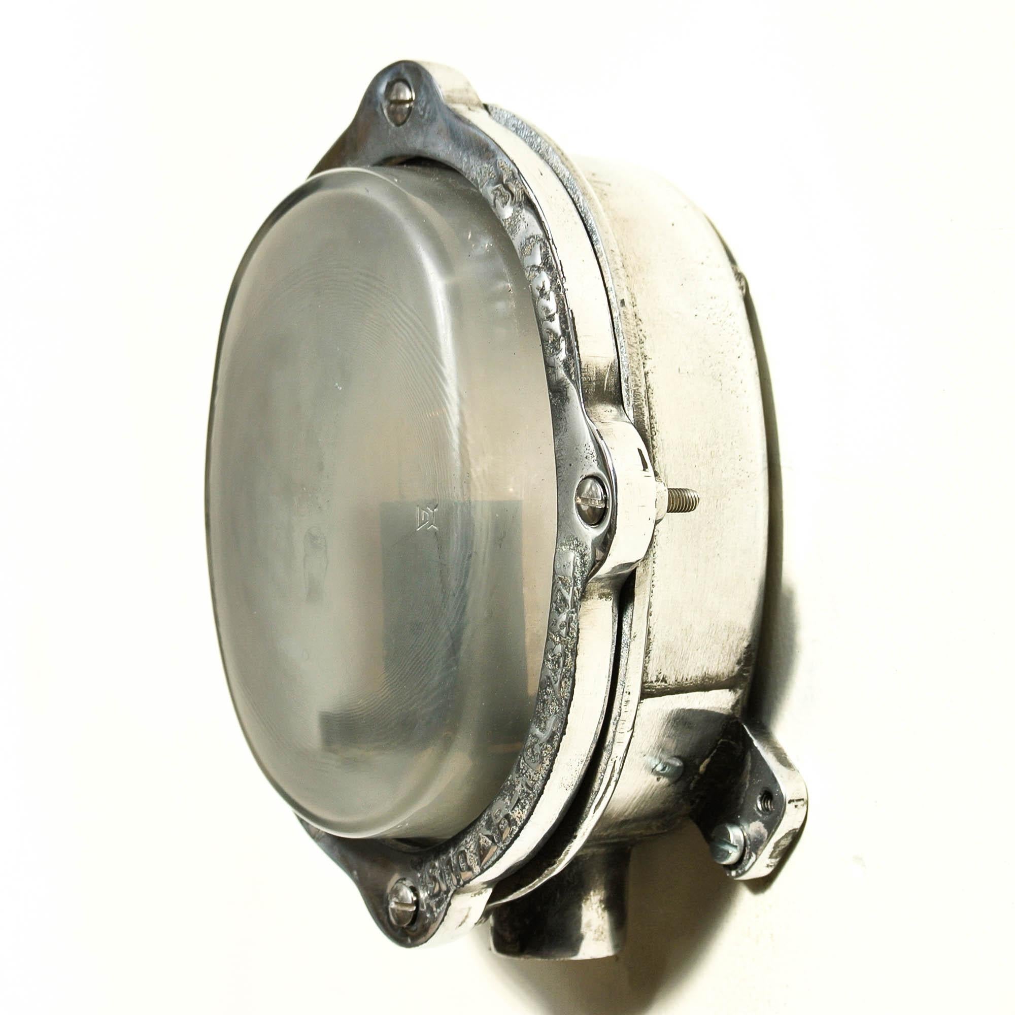 Industrial Oval Wall Light, Frosted Glass, France, circa 1970-1979 For Sale