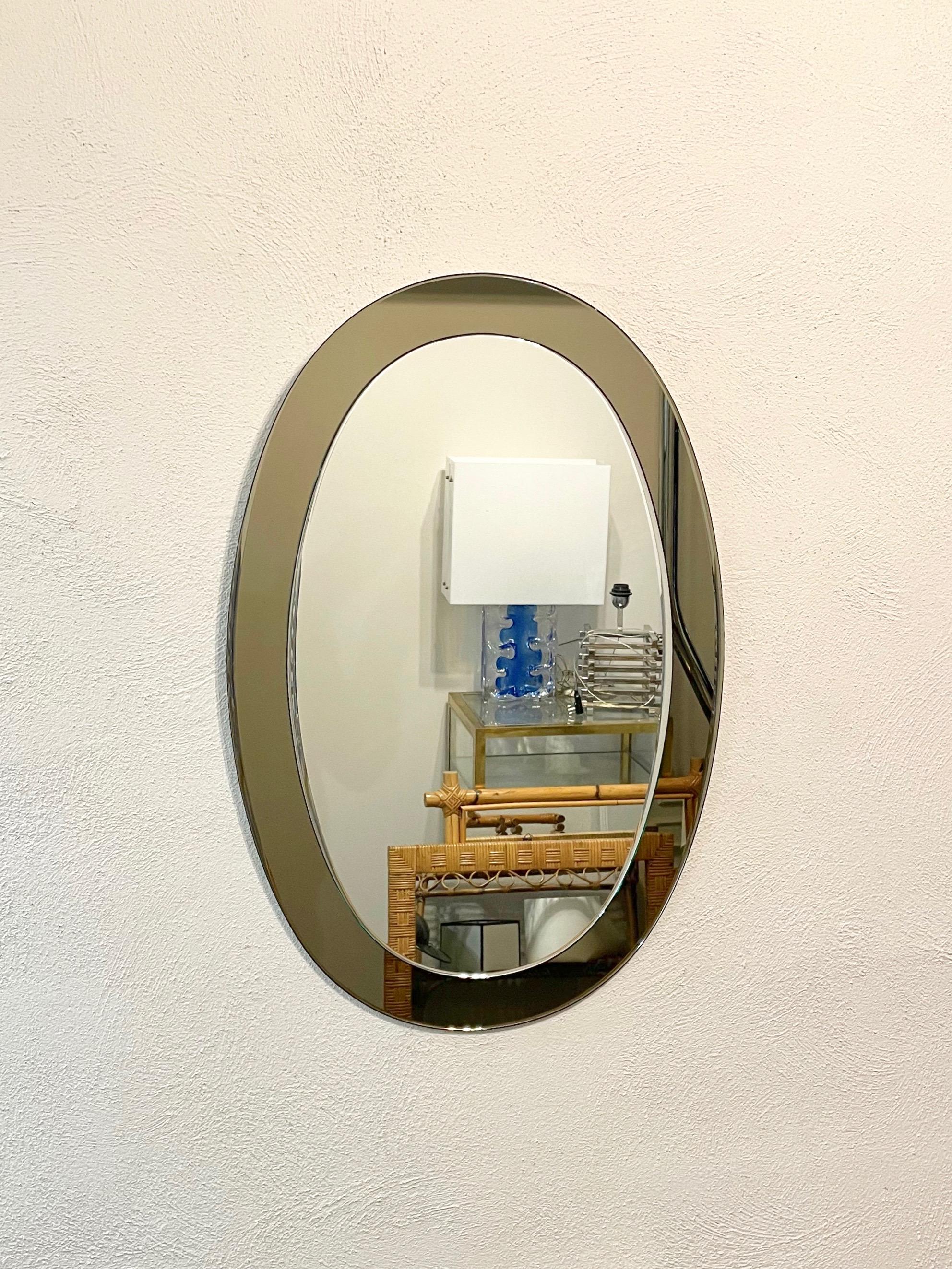 Oval Wall Mirror by Sena Cristal, Italy 1970s 1