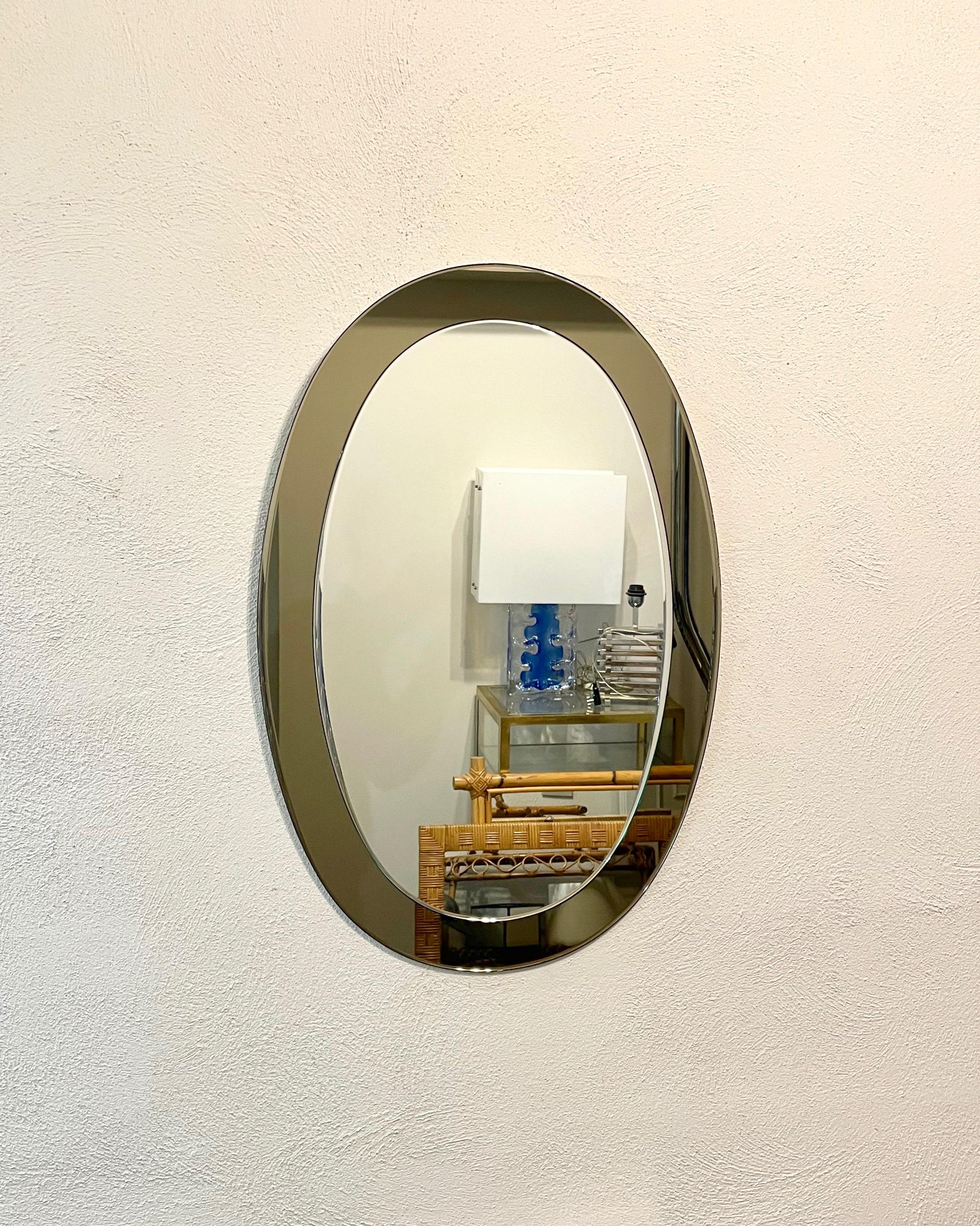 Oval Wall Mirror by Sena Cristal, Italy 1970s 2