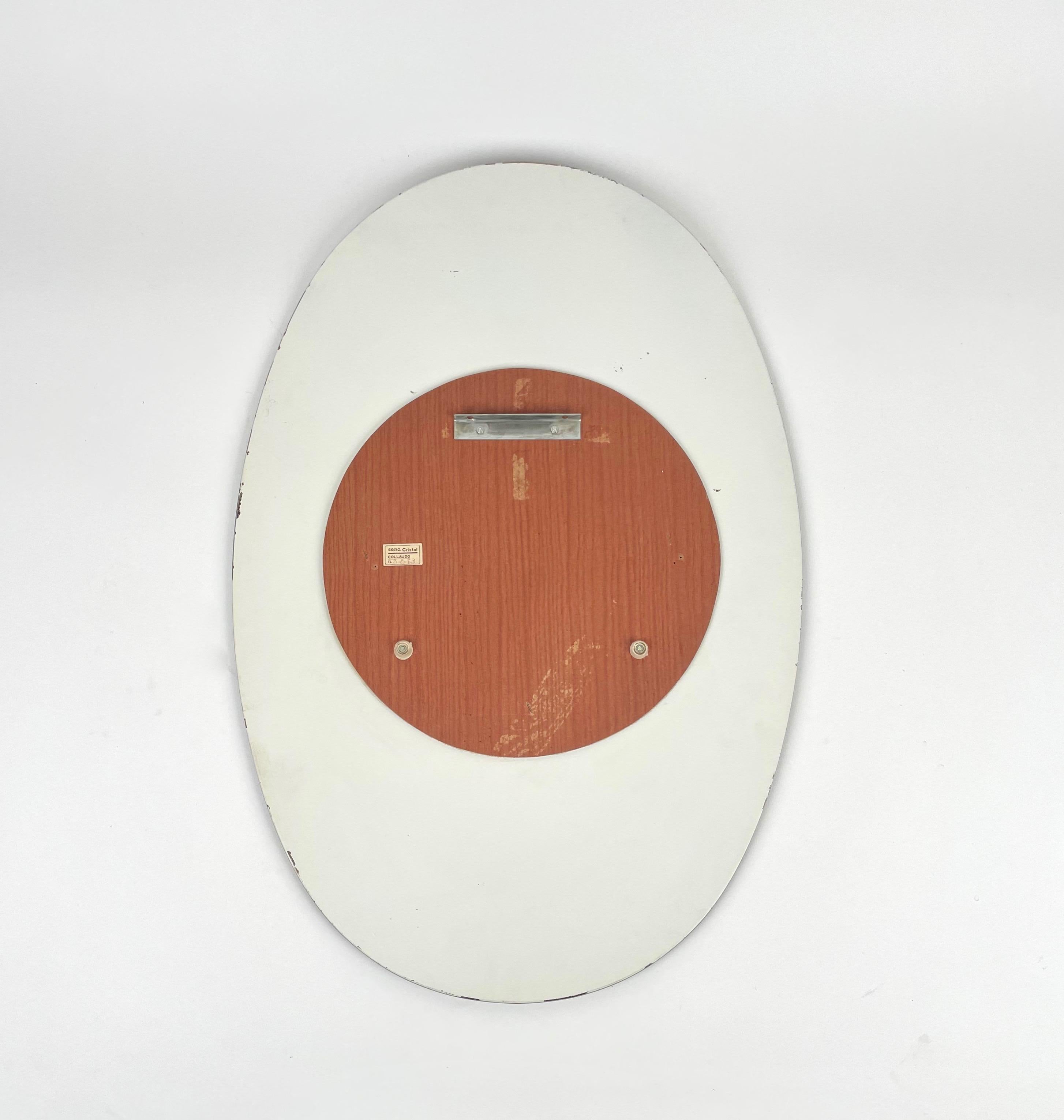 Oval Wall Mirror by Sena Cristal, Italy 1970s 3