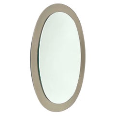 Espejo de pared ovalado de Sena Cristal, Italia Años 70