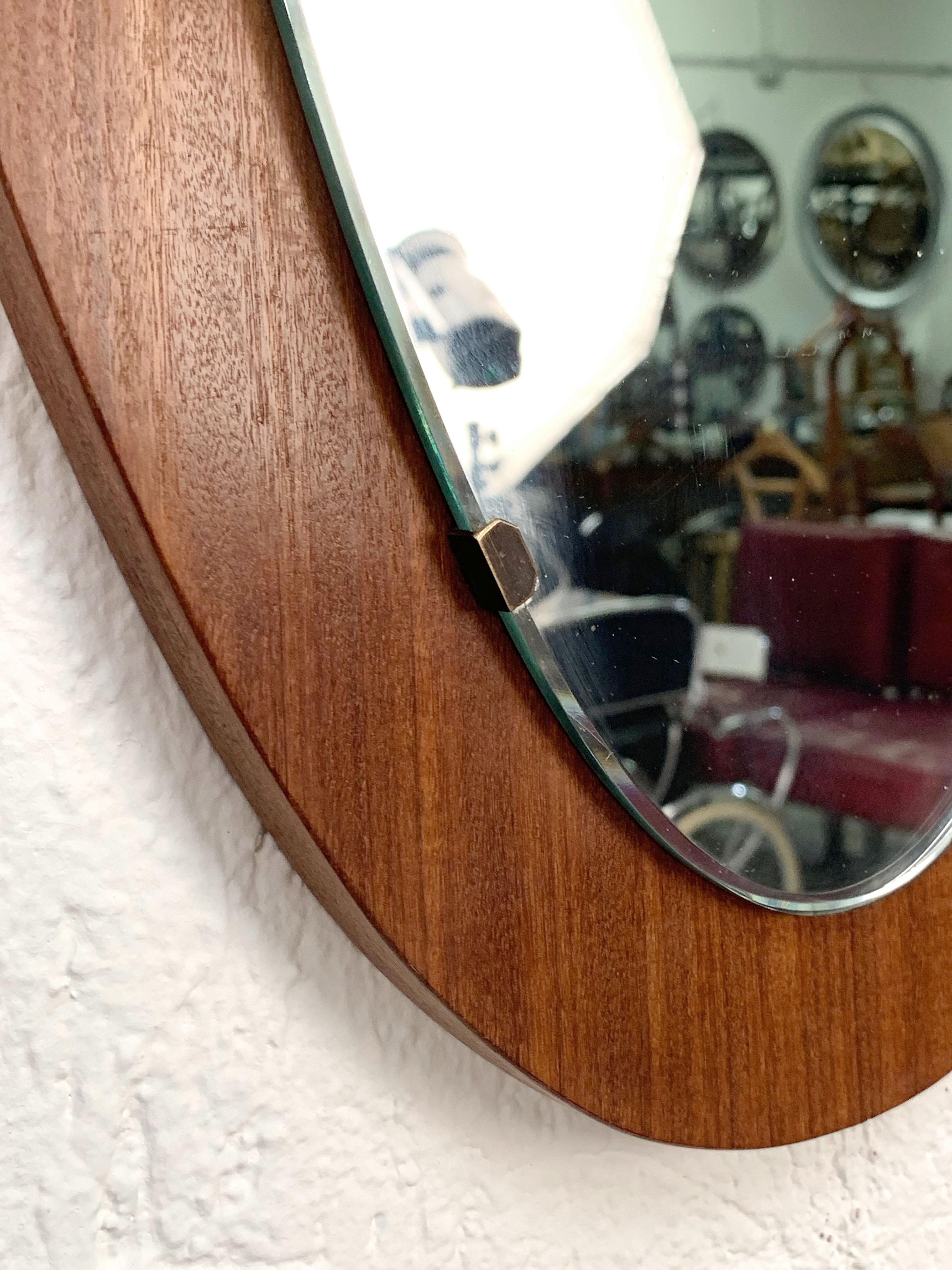 Italian Oval Wall Mirror Frame with Wood, 1960s, Italy, Mid-Century Modern