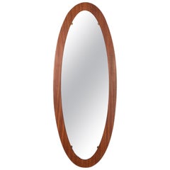 Oval Wall Mirror Frame with Wood, 1960s, Italy, Mid-Century Modern
