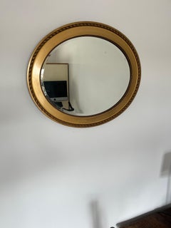 Oval Wall Mirror Gold Finish Frame rope and bead detail bevel glass, Ca 1890