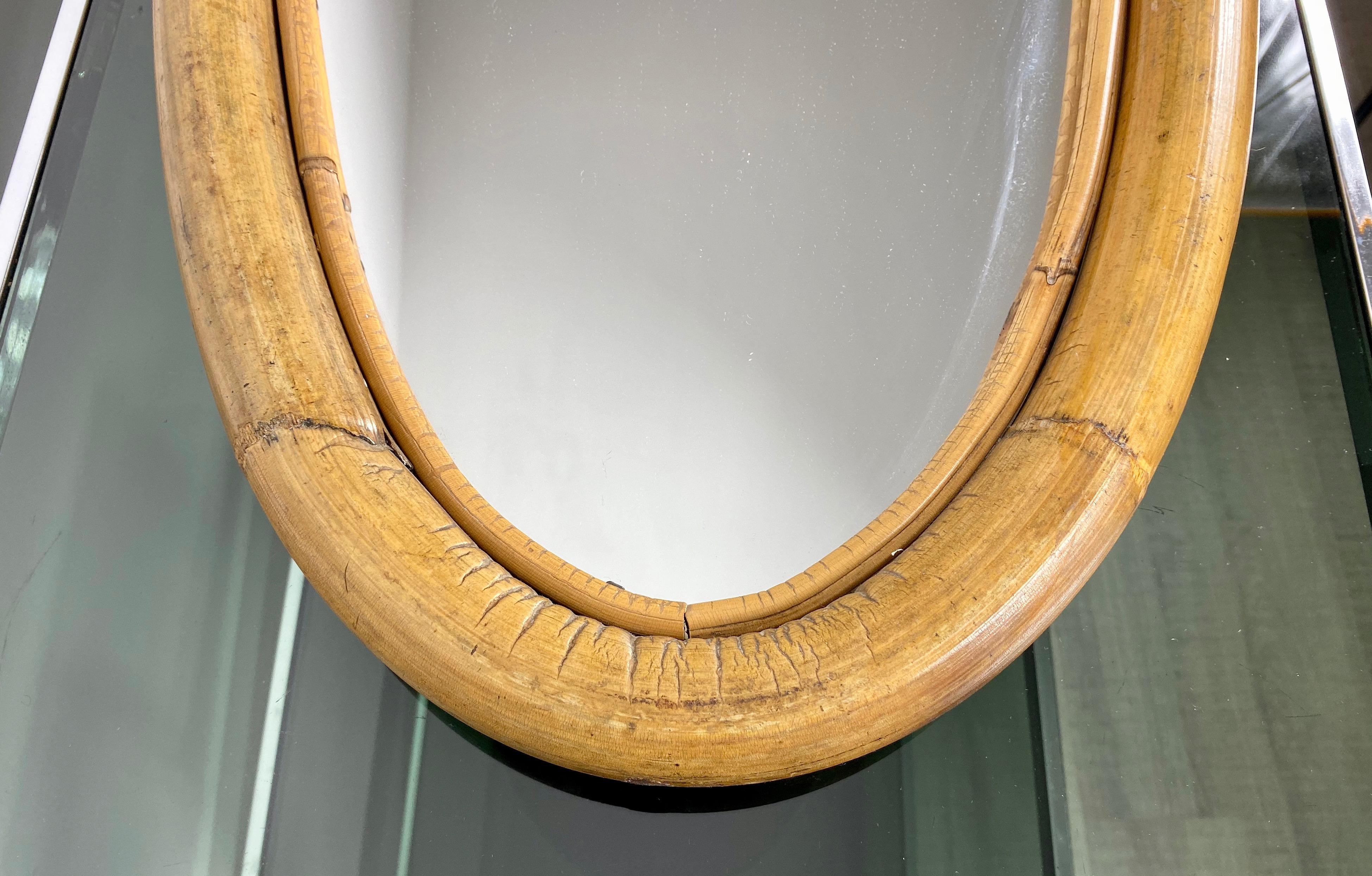 oval bamboo mirror