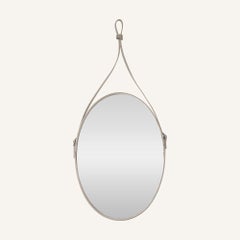 Ovaler Wandspiegel IVANO – Glas, regeneriertes Leder