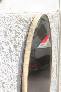 Oval Wall Mirror Midcentury Italian Design Brass Gold Frame, 1950s