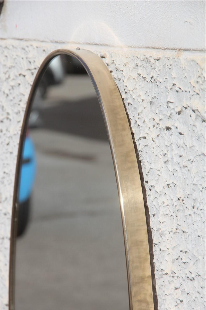 Mid-20th Century Oval Wall Mirror Midcentury Italian Design Brass Gold Frame, 1950s
