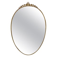 Oval Wall Mirror with brass edge , 1950s