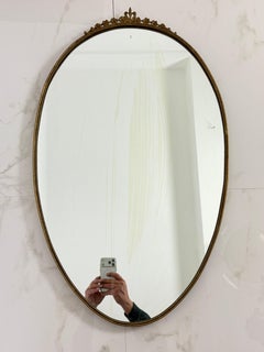 Oval Wall Mirror with brass edge attributed to Gio Ponti, 1950s