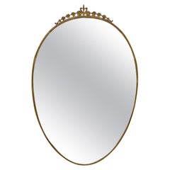 Oval Wall Mirror with brass edge attributed to Gio Ponti, 1950s