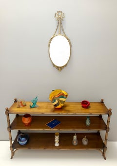 Oval wall mirror with Brass Frame and Ribbon, Italy