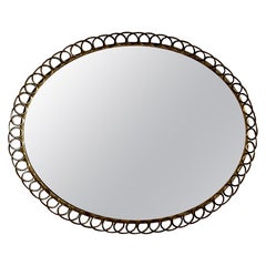 Espejo de pared ovalado con marco de latón, Dansk Metalkunst, Dinamarca Años 50