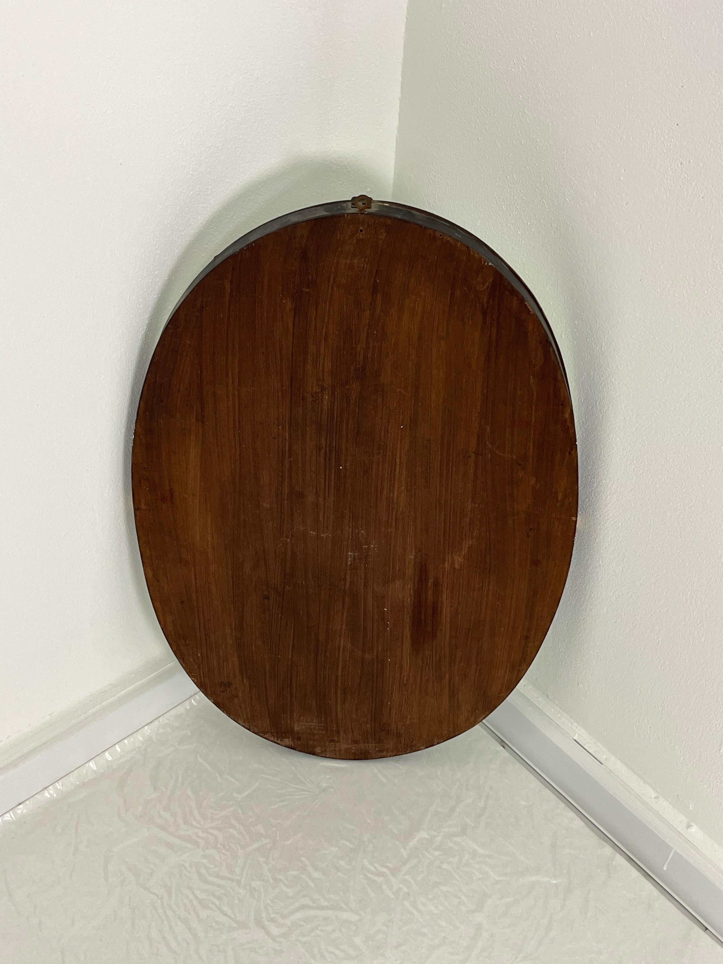 Oval Wall Mirror With Brass Shell Inserts attributed to Gio Ponti, 1960s For Sale 5
