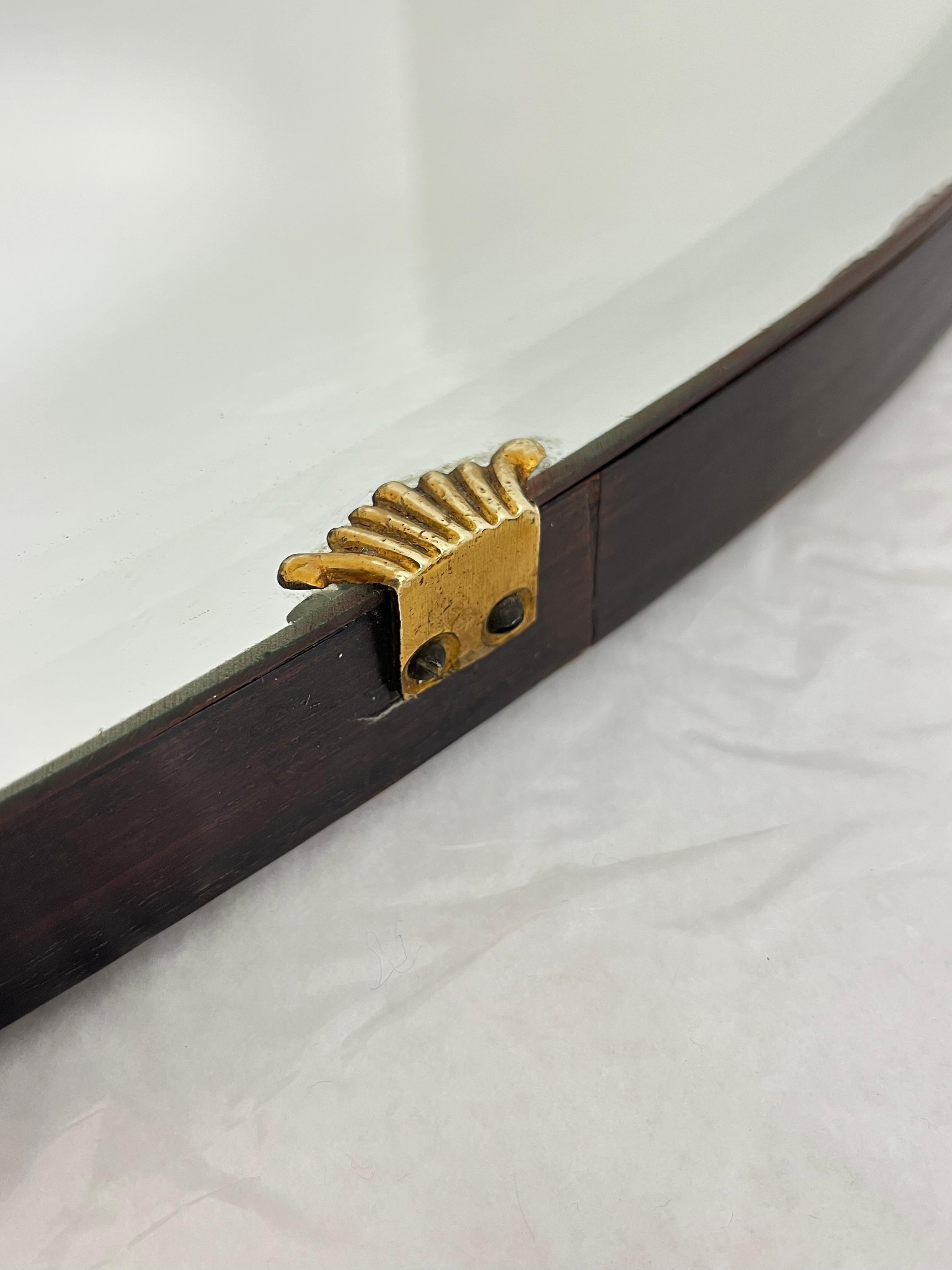 Oval Wall Mirror With Brass Shell Inserts attributed to Gio Ponti, 1960s For Sale 2