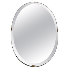 Vintage Oval Wall Mirror With Brass Shell Inserts attributed to Gio Ponti, 1960s