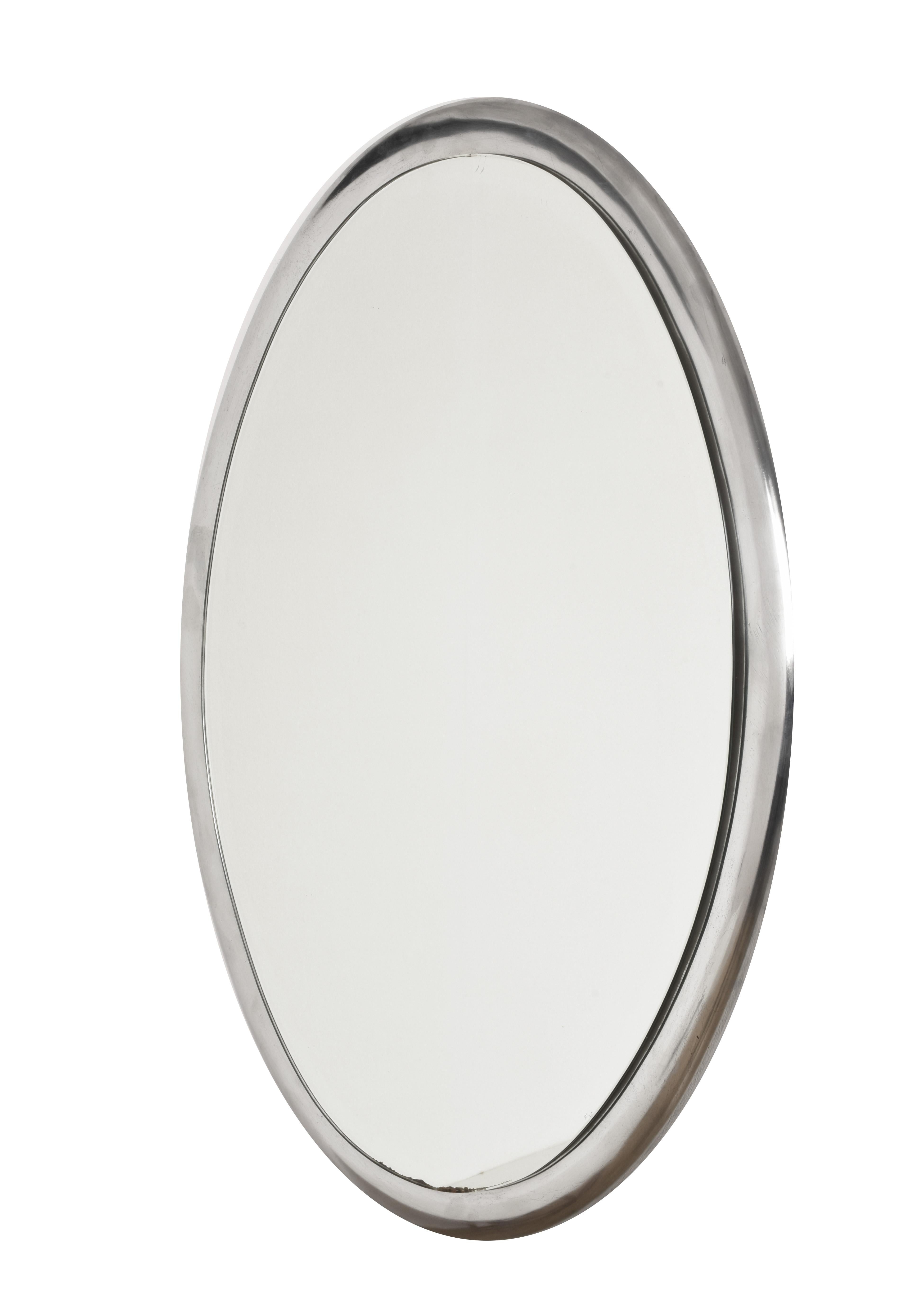 Oval Wall Mirror with Metal Frame, Italy, 1970s 3