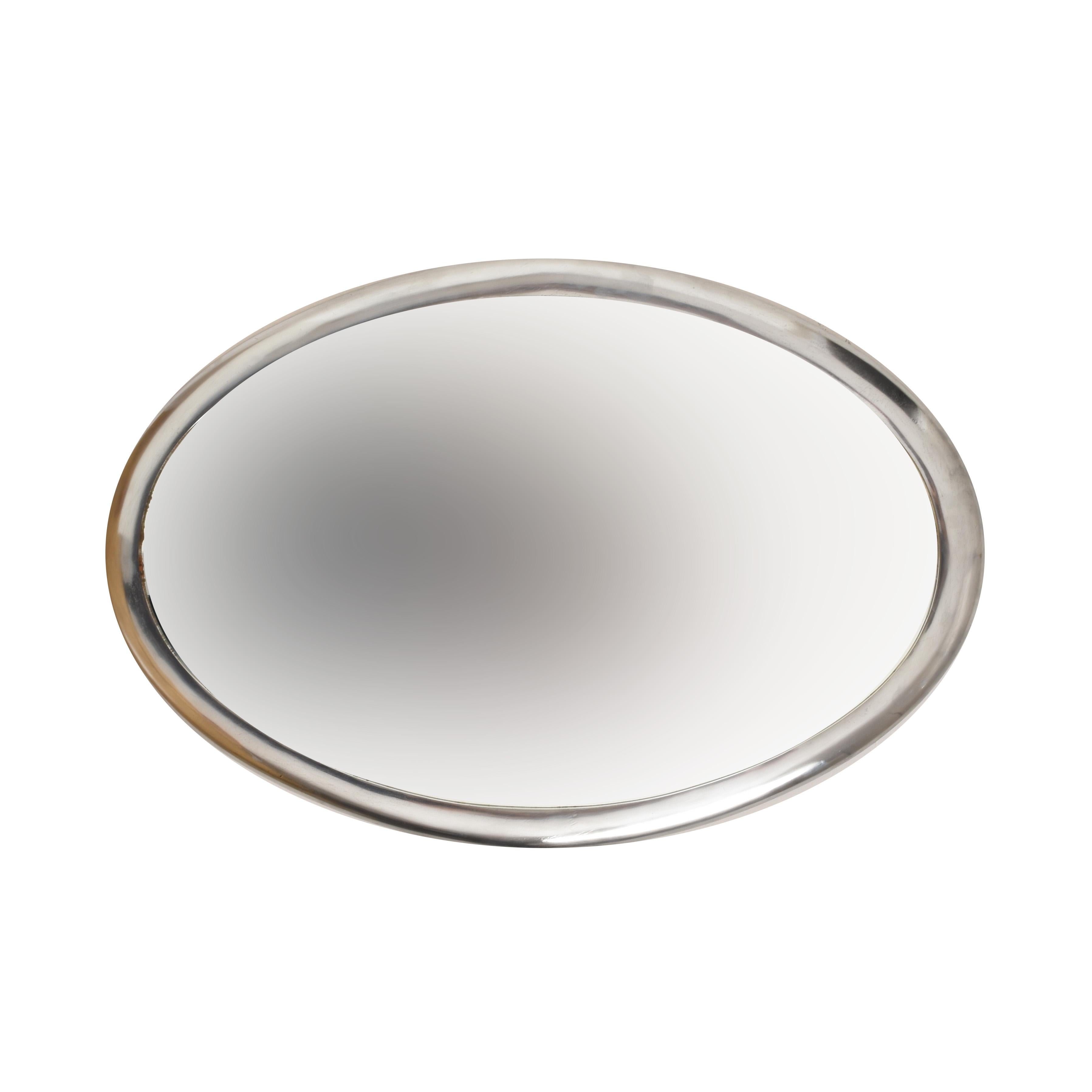 Oval Wall Mirror with Metal Frame, Italy, 1970s In Fair Condition In Roma, IT