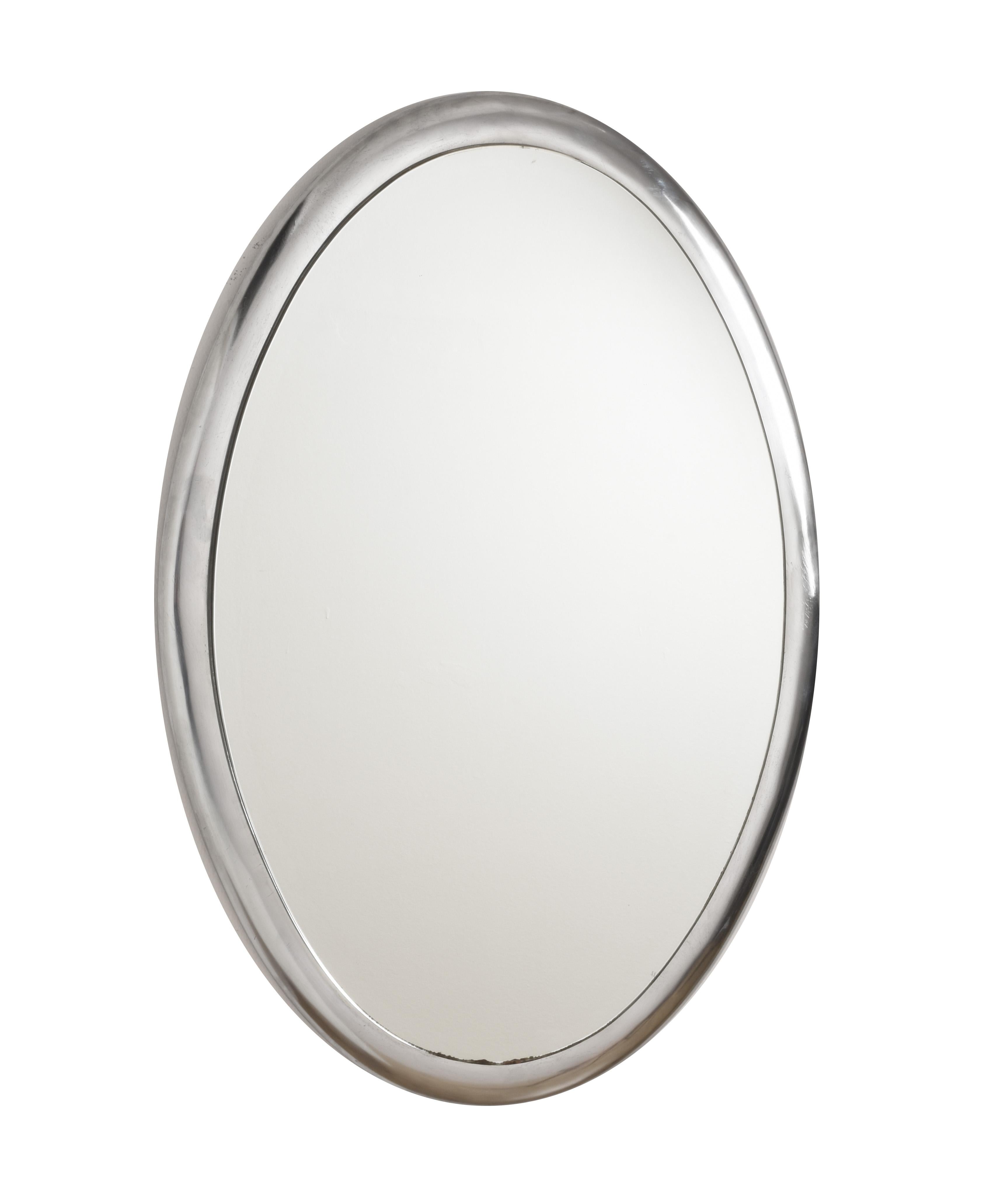 20th Century Oval Wall Mirror with Metal Frame, Italy, 1970s