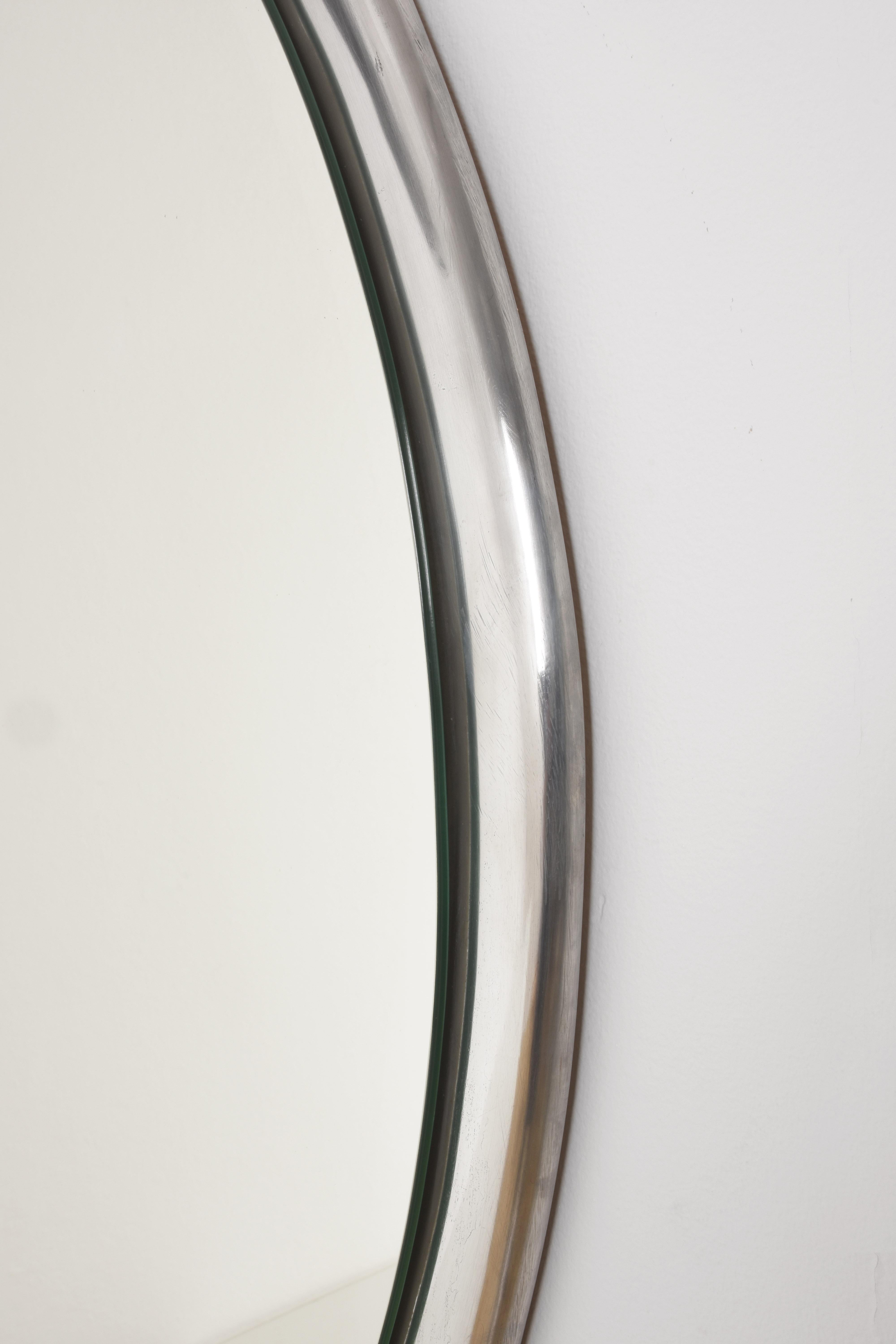 Oval Wall Mirror with Metal Frame, Italy, 1970s 2