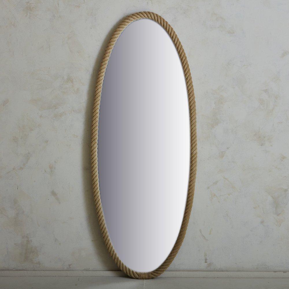 Oval Wall Mirror With Rope Frame, France 1970s For Sale at 1stDibs