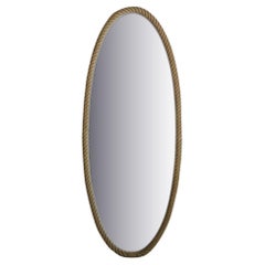 Oval Wall Mirror With Rope Frame, France 1970s