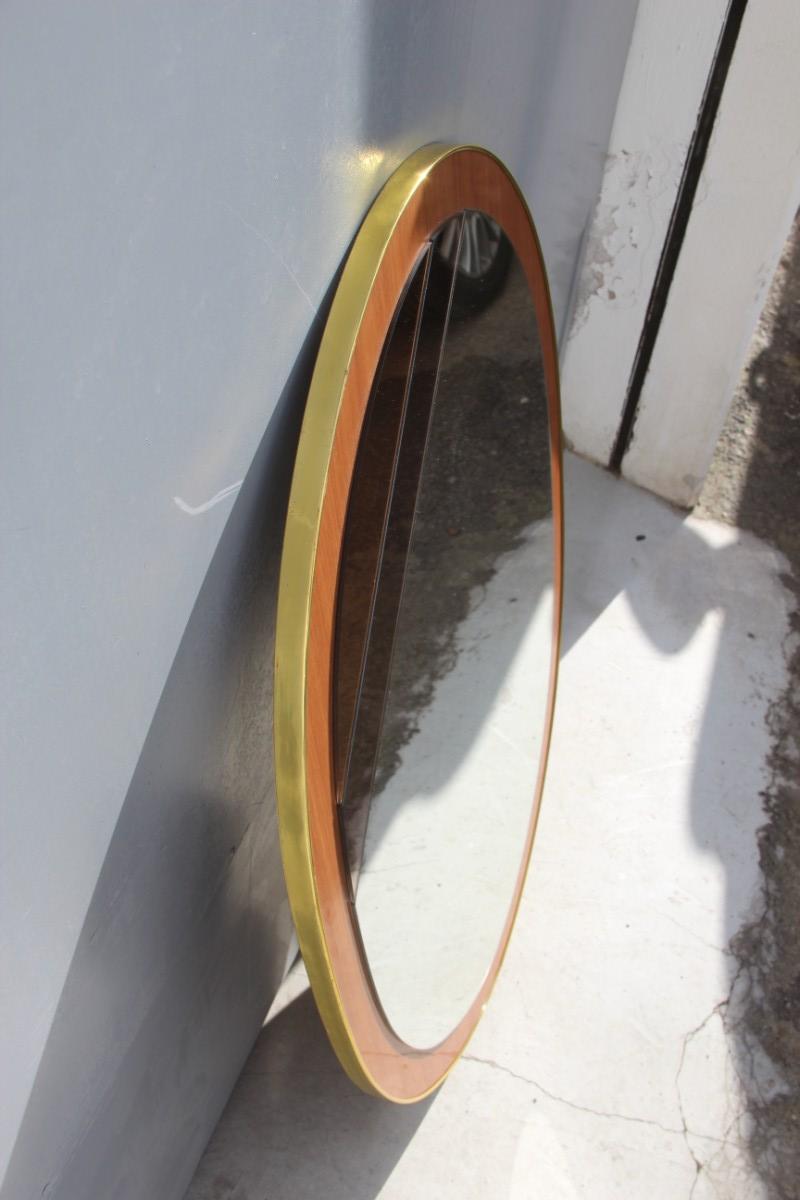 Mid-20th Century Oval Wall Mirror Wood Aluminum Golden Crystal Different Color, Italian, 1960 For Sale