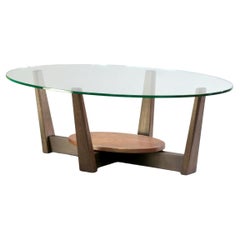Oval Walnut and Glass Coffee Table  Thomas Throop  Black Creek Designs  In Stock