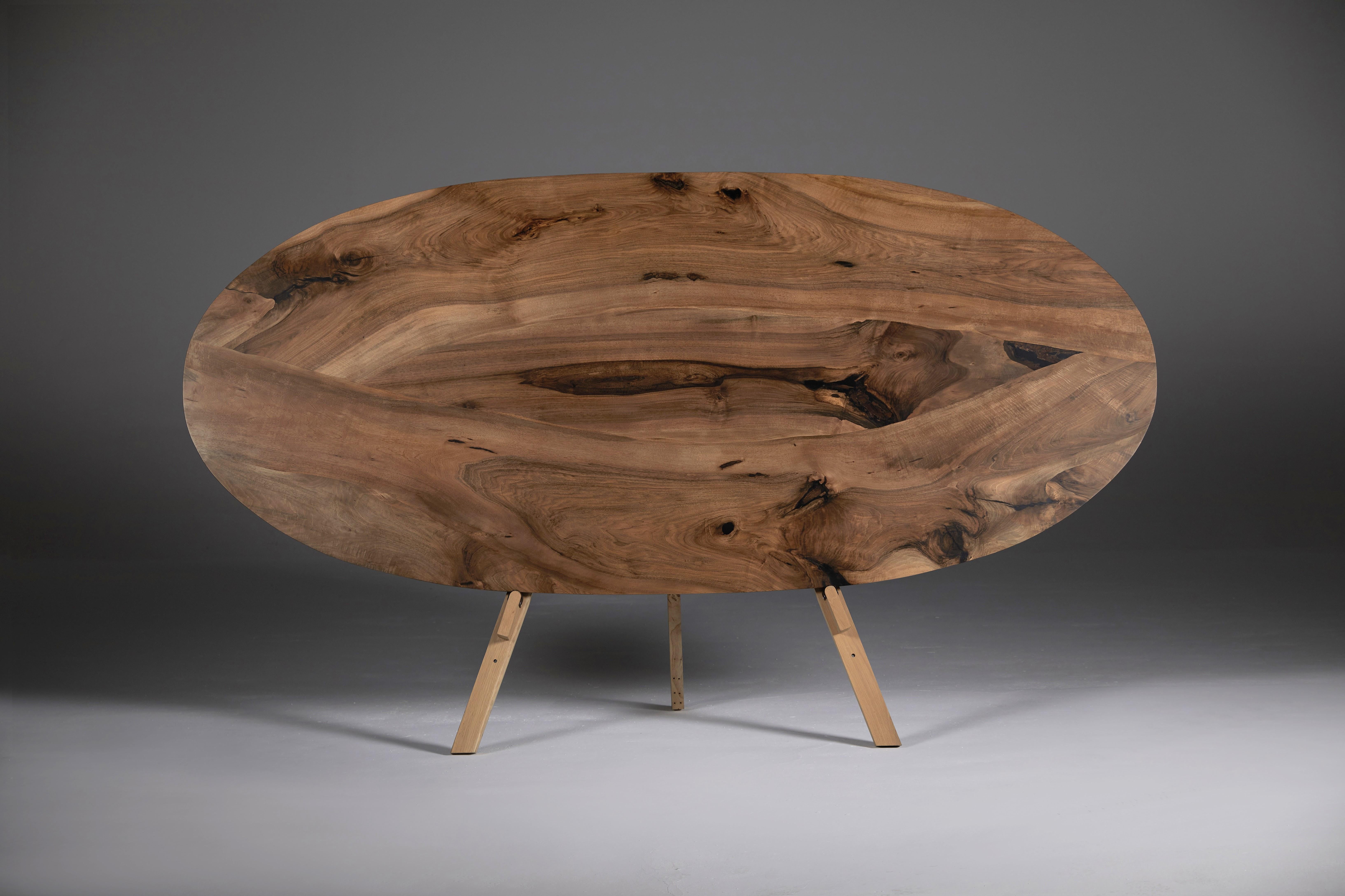 Organic Modern Oval Walnut Dining Table by Jonathan Field For Sale