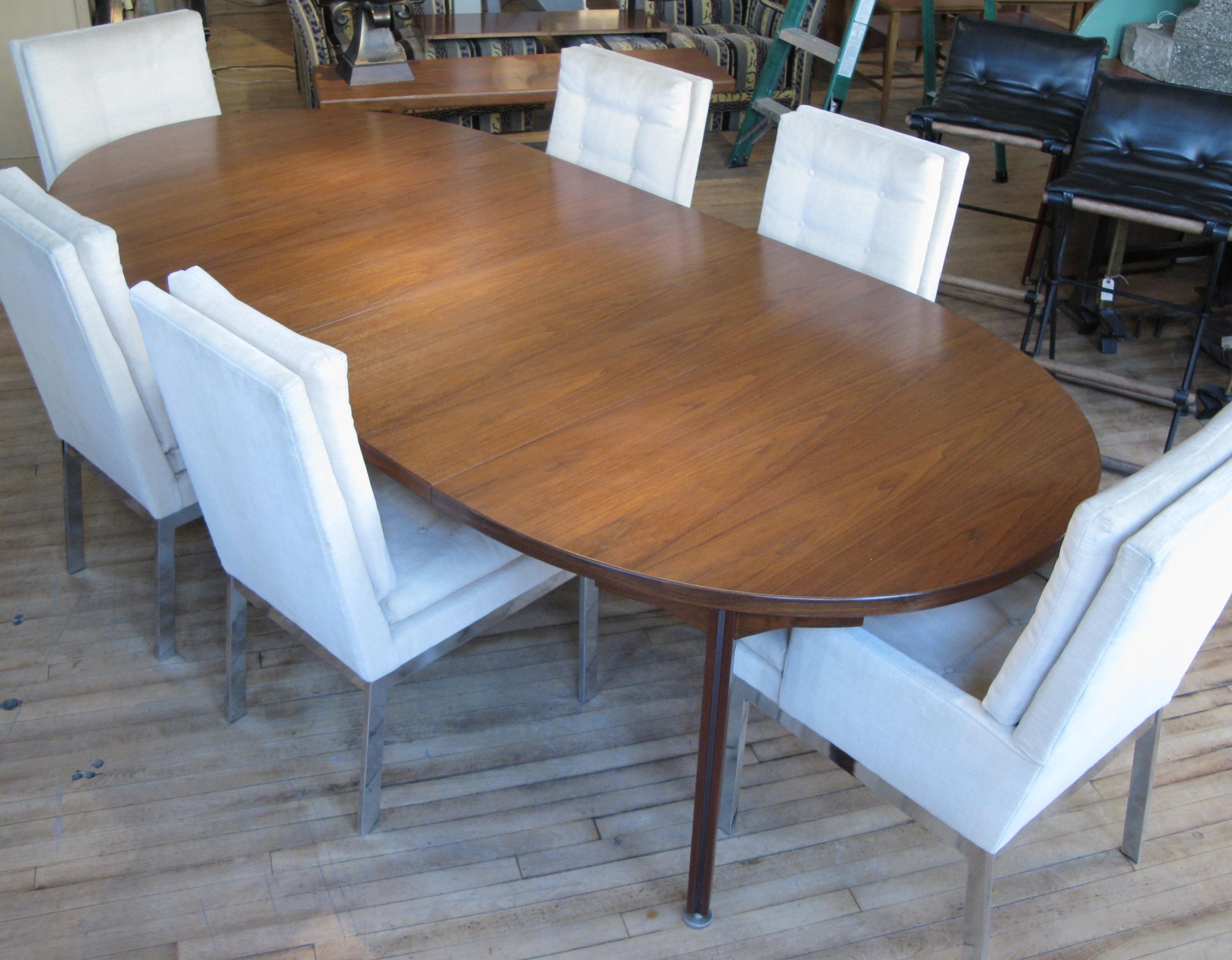 Modern Oval Walnut Extension Dining Table by Jens Risom