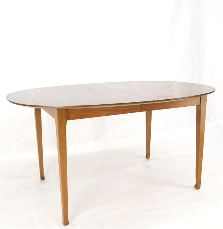 Oval Walnut Square Tapered Legs Mid Century Modern Dining Conference Table Mint For Sale 3