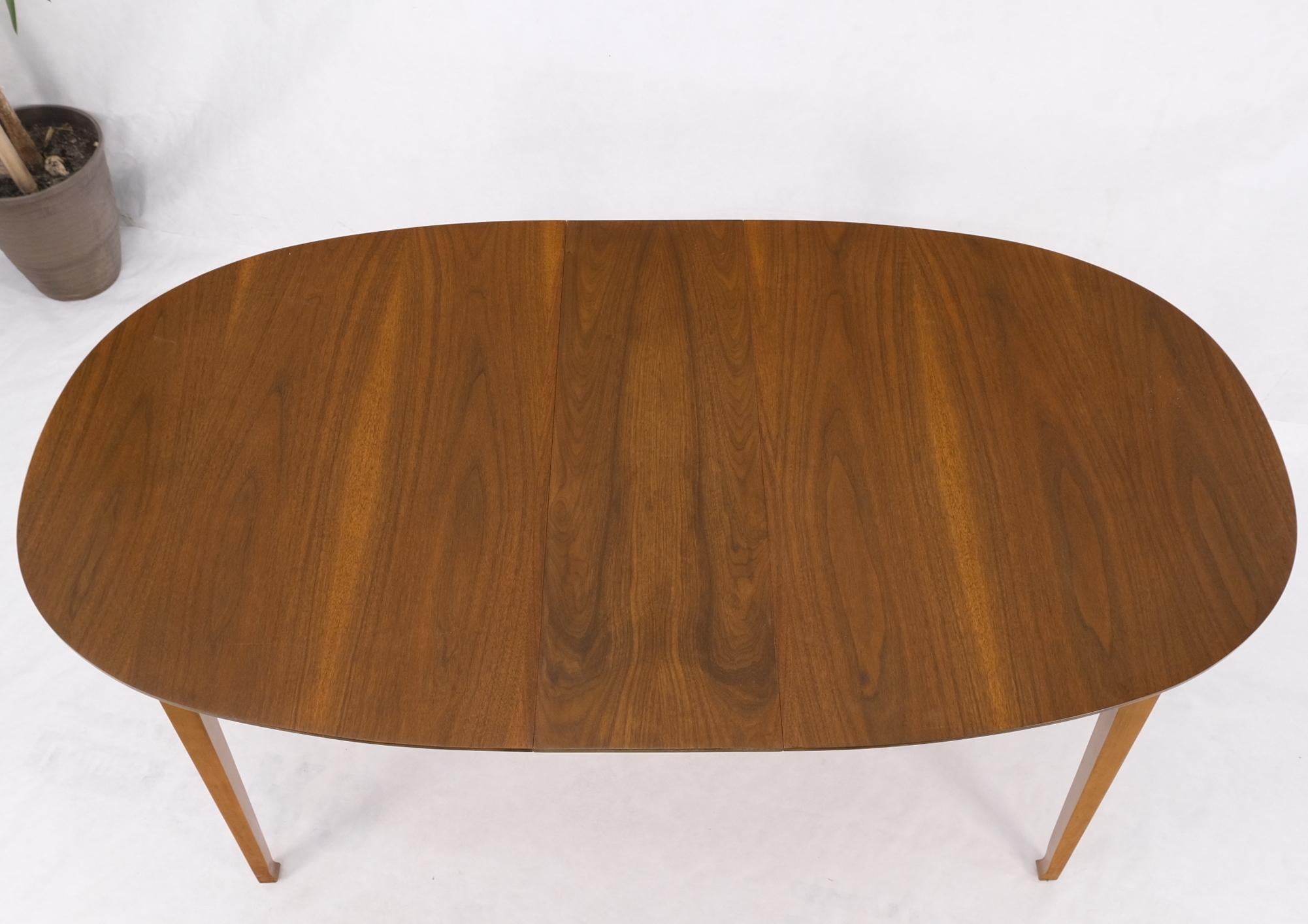 Oval Walnut Square Tapered Legs Mid Century Modern Dining Conference Table Mint For Sale 1