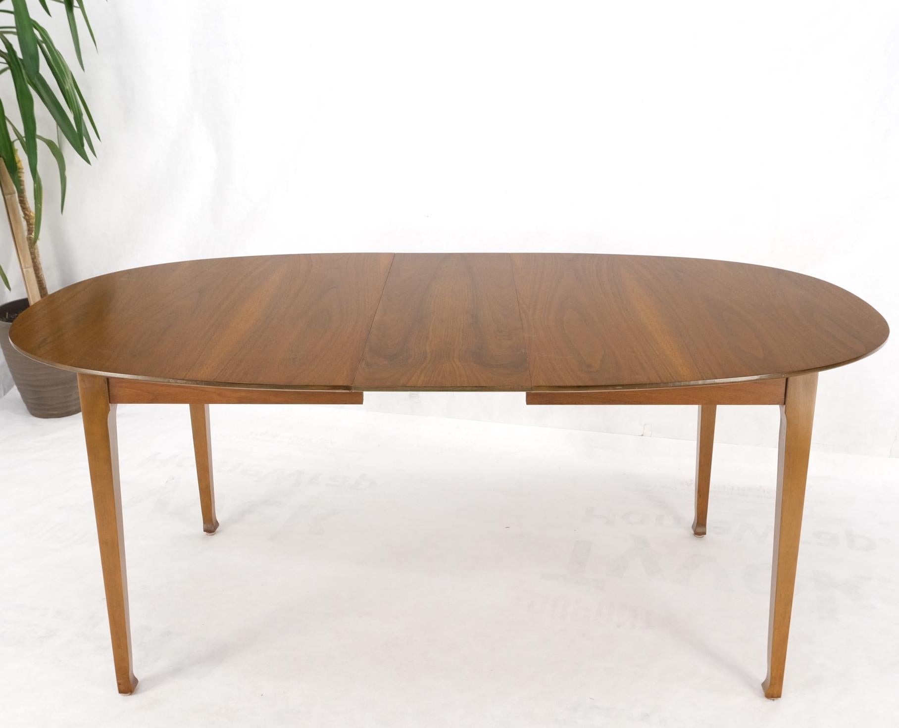 Oval Walnut Square Tapered Legs Mid Century Modern Dining Conference Table Mint For Sale 2