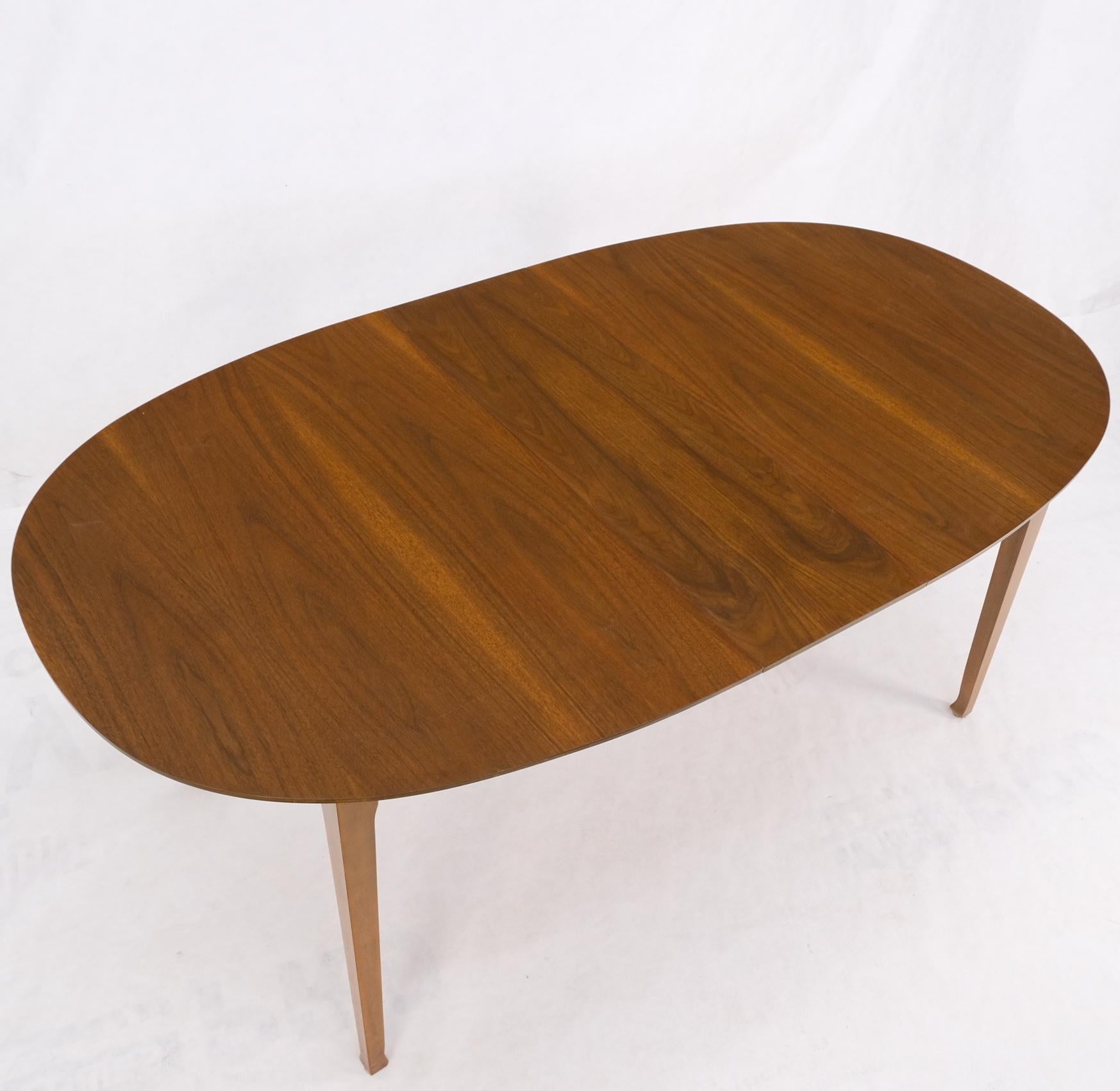 Oval Walnut Square Tapered Legs Mid Century Modern Dining Conference Table Mint For Sale 3