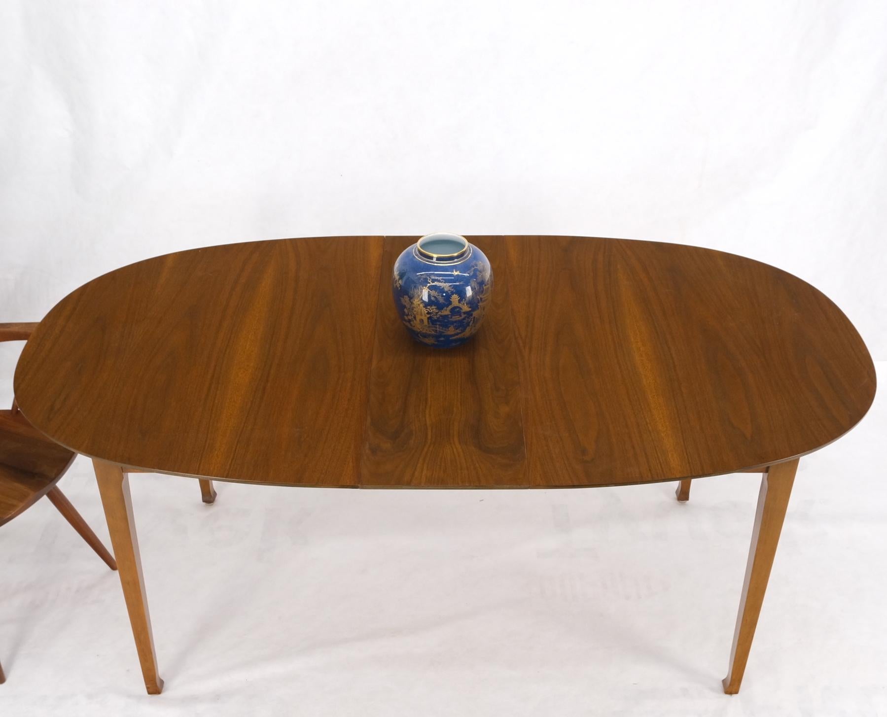 Oval Walnut Square Tapered Legs Mid Century Modern Dining Conference Table Mint For Sale 4