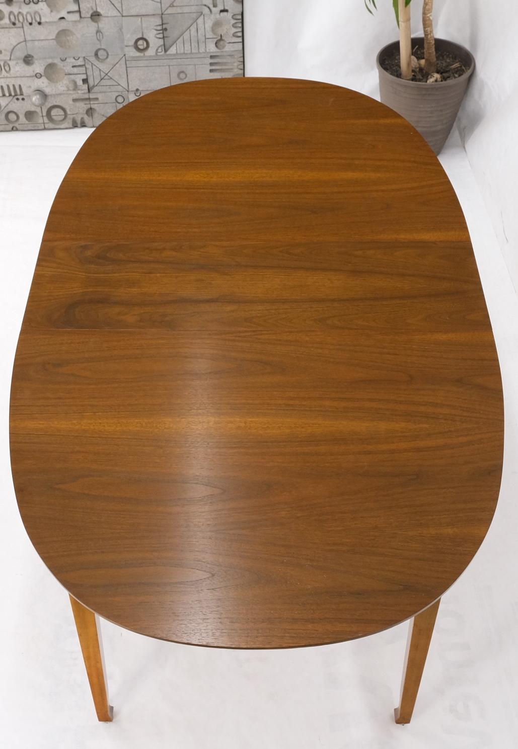 Oval Walnut Square Tapered Legs Mid Century Modern Dining Conference Table Mint For Sale 5