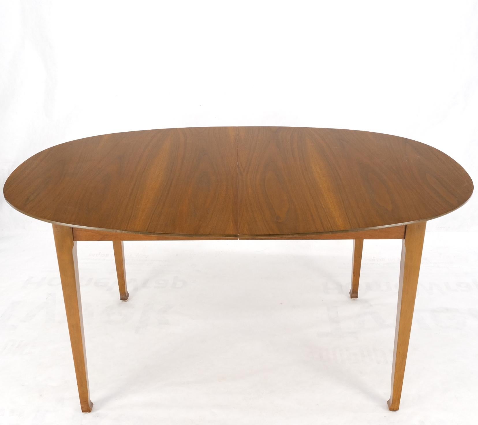 Oval Walnut Square Tapered Legs Mid Century Modern Dining Conference Table Mint For Sale 6