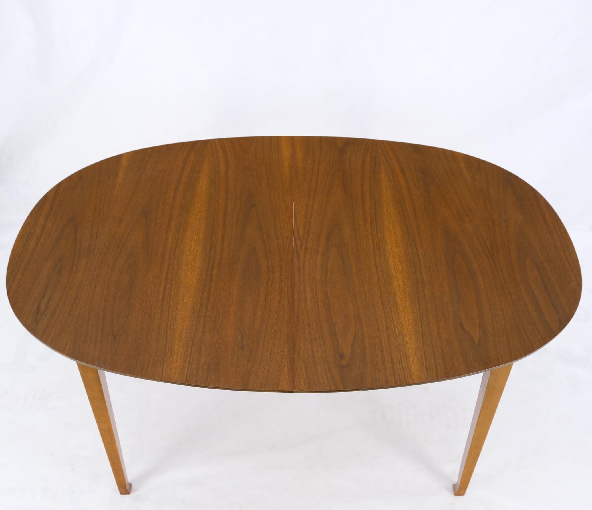 Oval Walnut Square Tapered Legs Mid Century Modern Dining Conference Table Mint For Sale 7