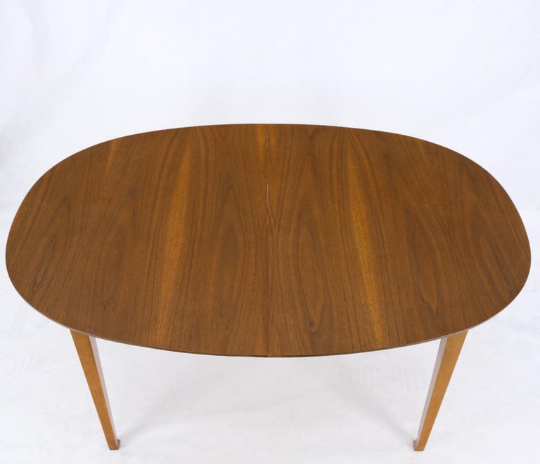 Oval Walnut Square Tapered Legs Mid Century Modern Dining Conference Table Mint For Sale 10