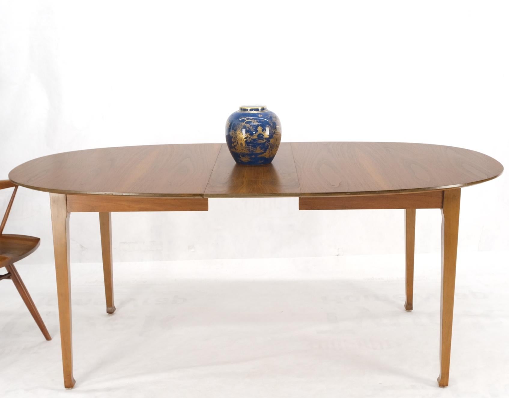 Oval Walnut Square Tapered Legs Mid Century Modern Dining Conference Table Mint For Sale 8