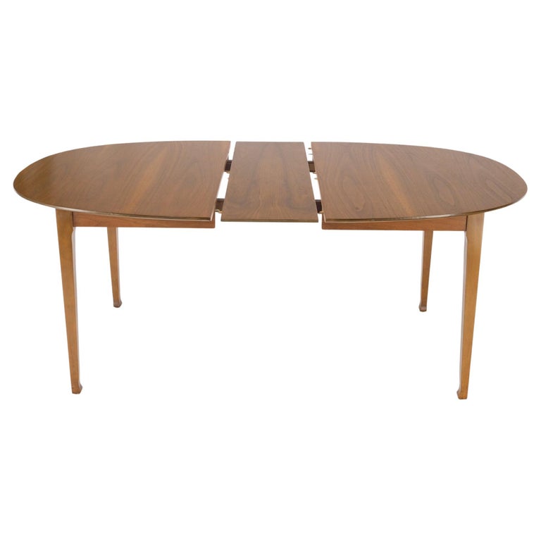 Oval Walnut Square Tapered Legs Mid Century Modern Dining Conference Table MINT
One table leaf measuring 12'' across.