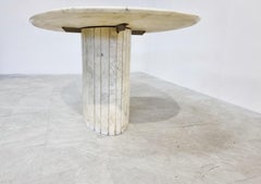 Oval White Marble Dining Table, 1970s