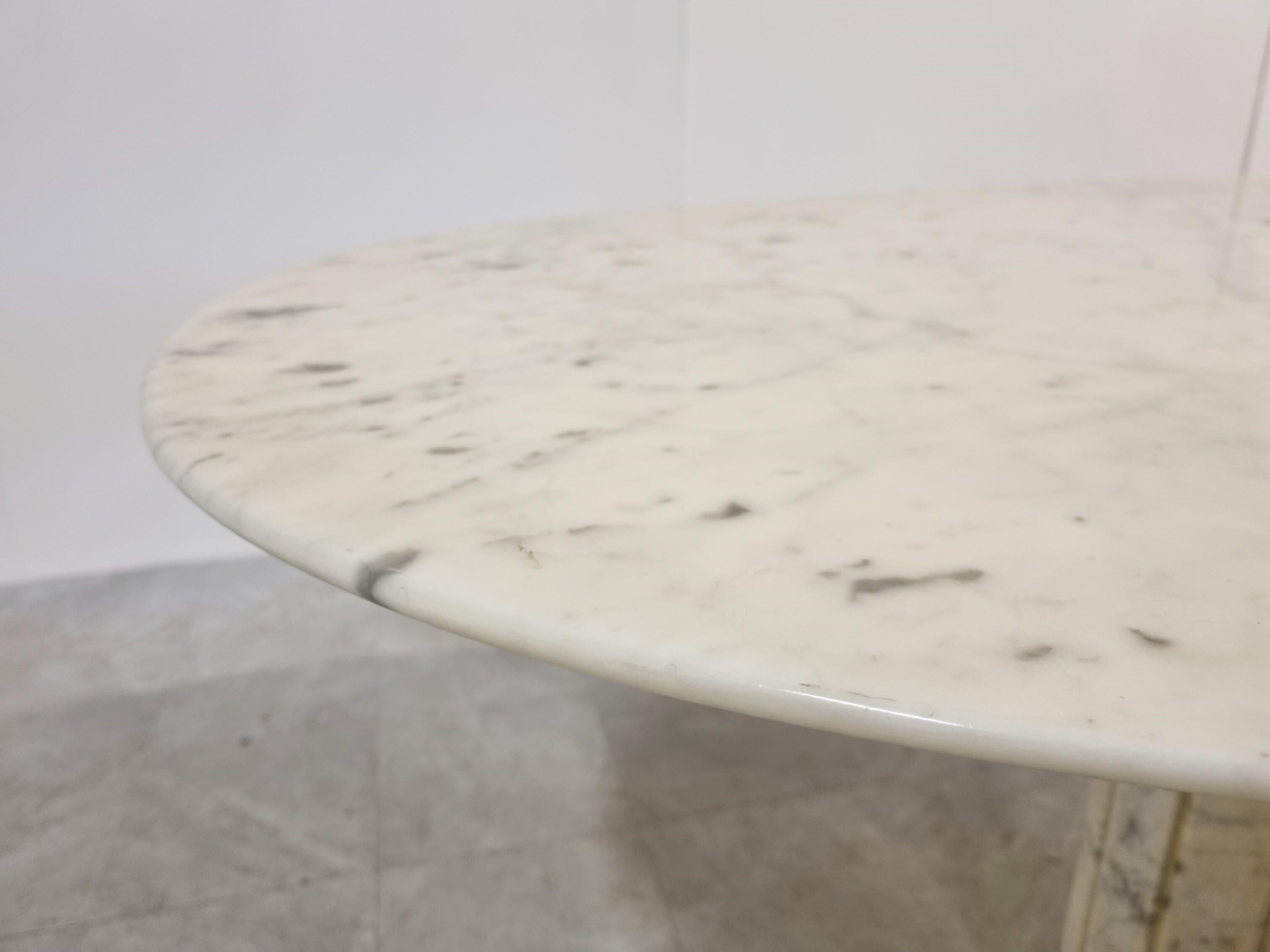 Italian Oval White Marble Dining Table, 1970s