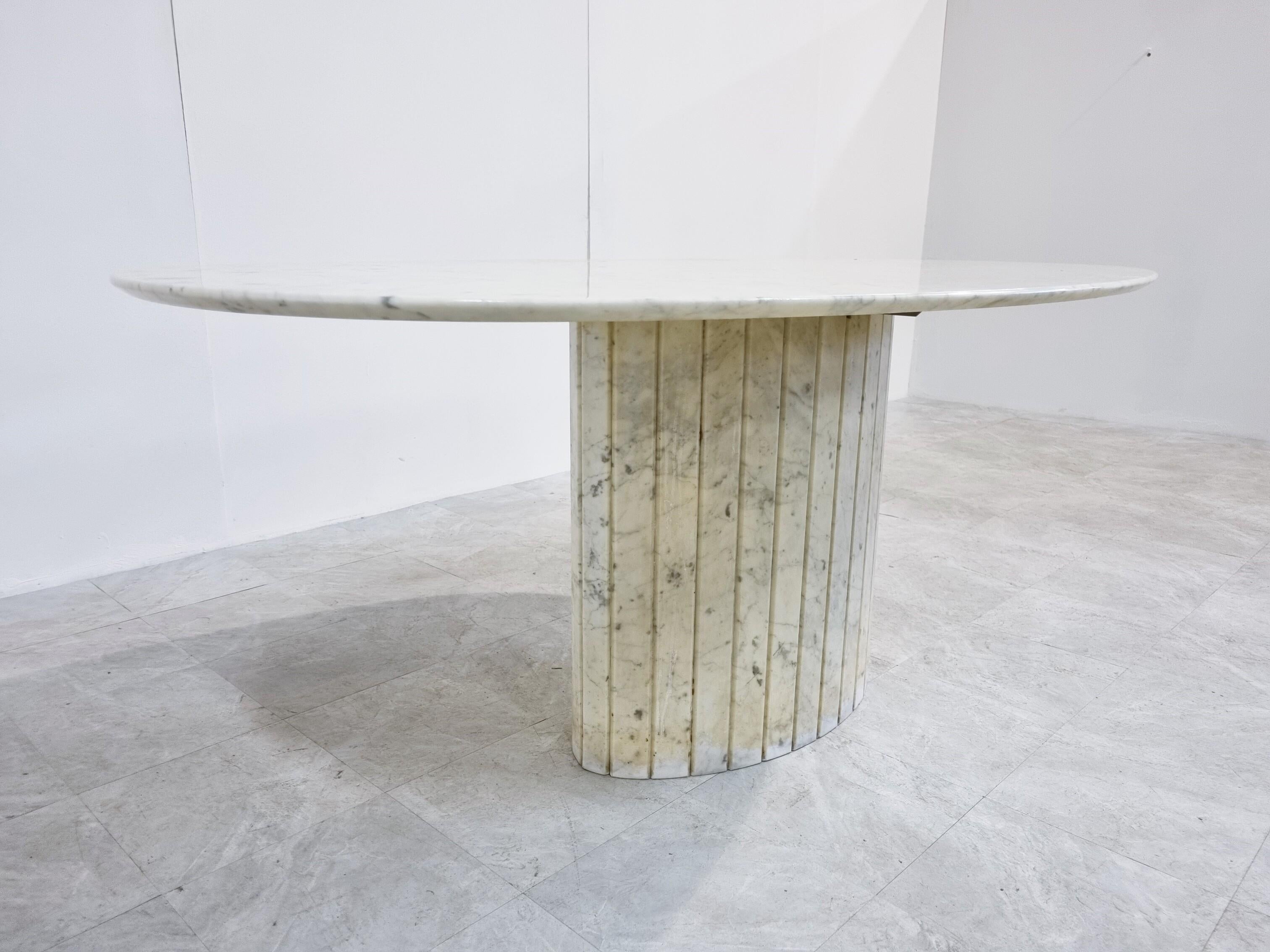 Late 20th Century Oval White Marble Dining Table, 1970s