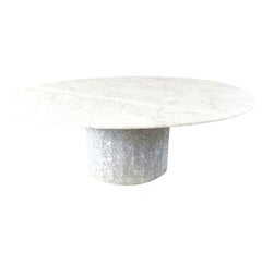 Retro Oval white marble dining table, 1970s
