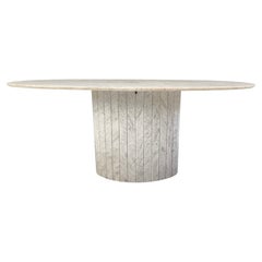 Oval white marble dining table, 1970s