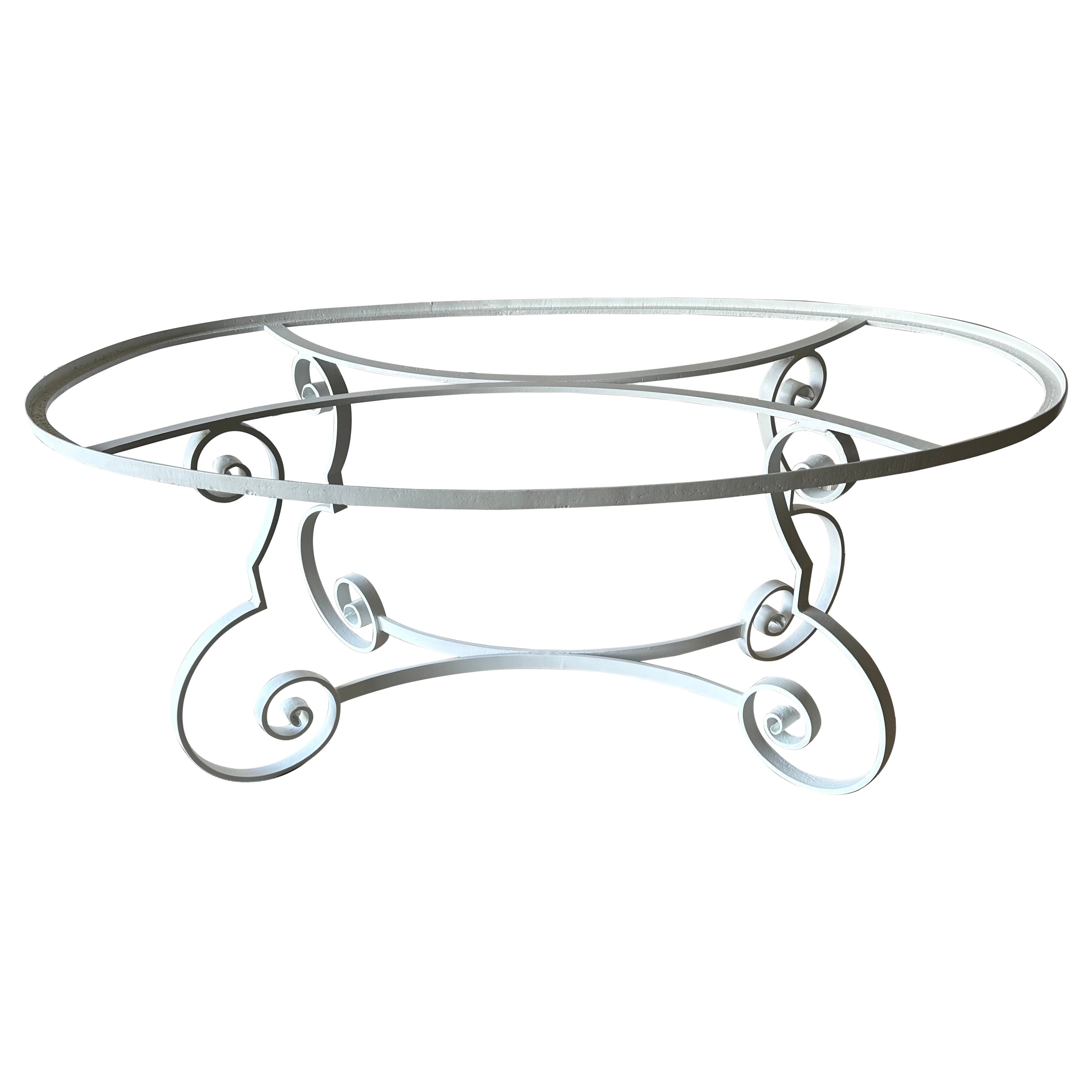 Oval White Painted Midcentury Patio/Porch Garden Dining Table Base For Sale