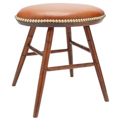 Oval Windsor stool with leather seat, c. 1825-50